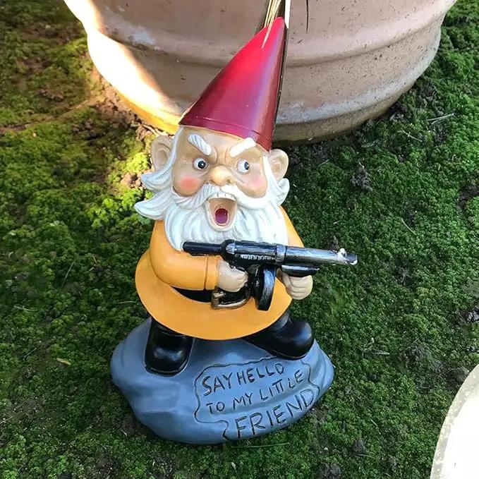 Garden Gnomes Outdoor Funny Garden Gnomes Funny Gnomes with Guns - for Indoor Outdoor Garden Gnome Sculpture Patio Yard Lawn Dwarf Decoration by GreenHaven Gardens