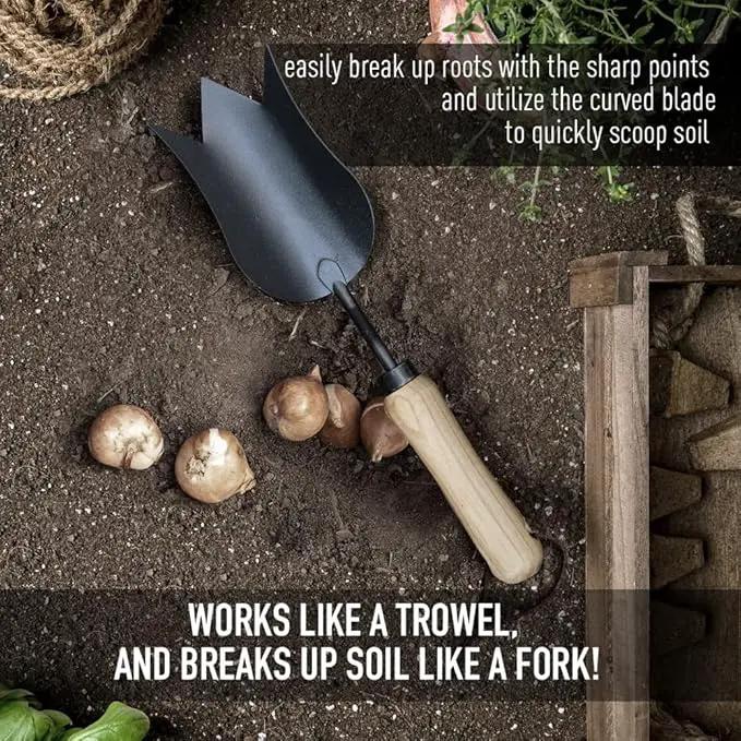 Colwelt Garden Tools Set, 8 Piece, Heavy Duty Gardening Tools with Wooden Handle, Including Garden Tote, Kneeling Pad, Gloves, Pruner, Trowel, Tulip Trowel, Cultivator - Gardening Gifts for Women Men by GreenHaven Gardens