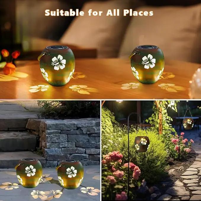 2 Pack Solar Lanterns Outdoor Hanging, Metal Table Solar Lanterns Outdoor Waterproof with Handle, LED Solar Lantern for Patio Lawn Tabletop Decor Christmas Gifts by GreenHaven Gardens