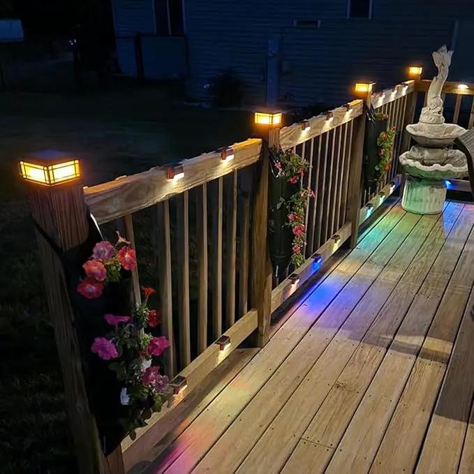 Dynaming 8 Pack Solar Flame Post Lights Outdoor, Solar Powered Fence Post Cap Lights, High Brightness Flickering Flame SMD LED Lighting Decor for Garden Deck Patio, 4x4, 5x5 or 6x6 Vinyl/Wooden Posts by GreenHaven Gardens