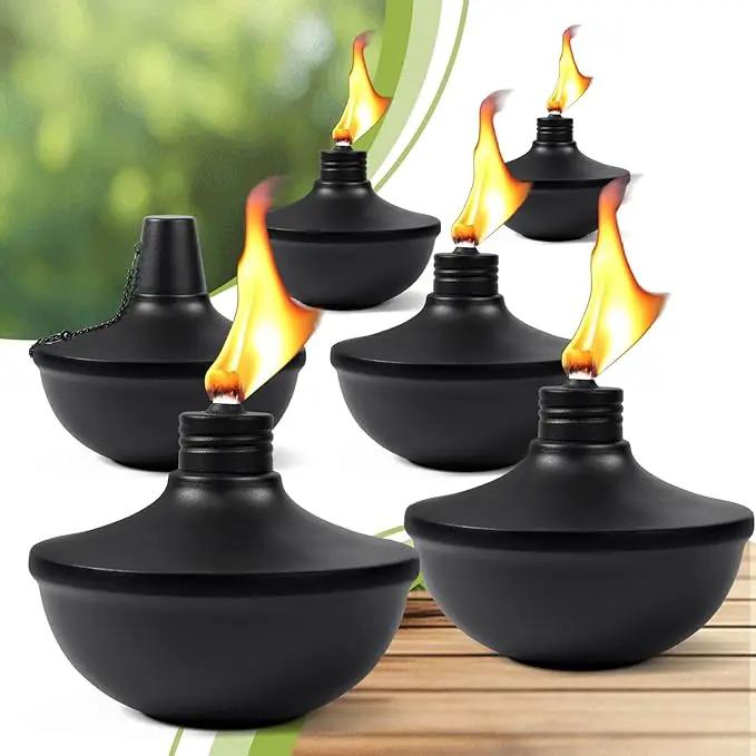 6-Pack Upgraded Tabletop Torches, 24 oz Citronella Torch Lights, Refillable Torch with Wicks, Covers, and Funnel Included - Ideal for Garden, Patio, Deck, Yard, Party, Landscape by GreenHaven Gardens
