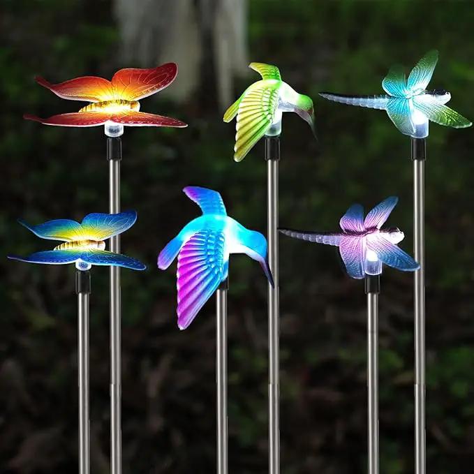 Solar Outdoor Lights with Hummingbird Butterfly Insect Garden Gifts Decor,Solar Garden Stakes Lights for Pathway, Lawn, Patio, Driveway by GreenHaven Gardens