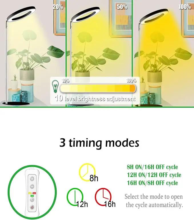 yadoker Plant Grow Light for Indoor Plant,Desk LED Grow Light,Height Adjustable,Automatic Timer with 8/12/16 Hours,10-Level Brightness,Ideal for Small Plant Grow by GreenHaven Gardens