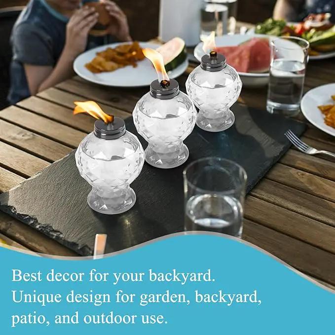 tewei 4 Pack Clear Table Top Light Torches Outdoor, Mini Glass Torches Lanterns for Outside, Easy to Refill Citronella Torches for Garden Patio Yard Party by GreenHaven Gardens