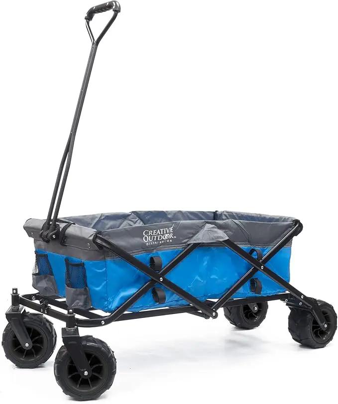Creative Outdoor Push Pull Hauler Wagon for Kids, 200lbs Weight Capacity, All-Terrain Collapsible and Portable Folding Cart, Beach, Park, Garden, Camping & Tailgate by GreenHaven Gardens