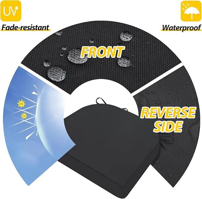 AAAAAcessories Outdoor Seat Cushions for Chairs, Waterproof, Fade-Resistant Patio Furniture Replacement Cushions, 17" x 16" x 2", Set of 2, Black by GreenHaven Gardens