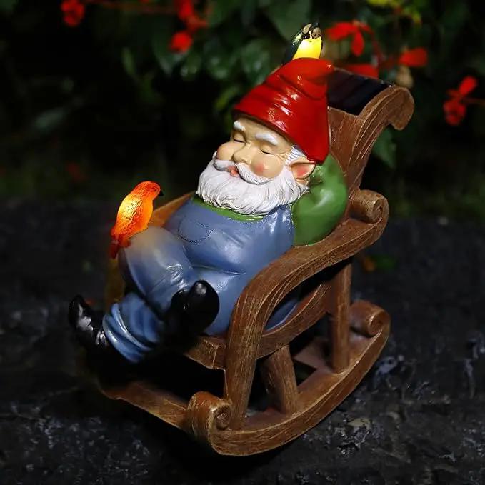 Garden Gnome Statue Outdoor Decor, Solar Patio Garden Gnomes, Garden Decor for Outside Yard Sculptures & Statues Resin Figurines Gift for Women, Mom, Grandma by GreenHaven Gardens