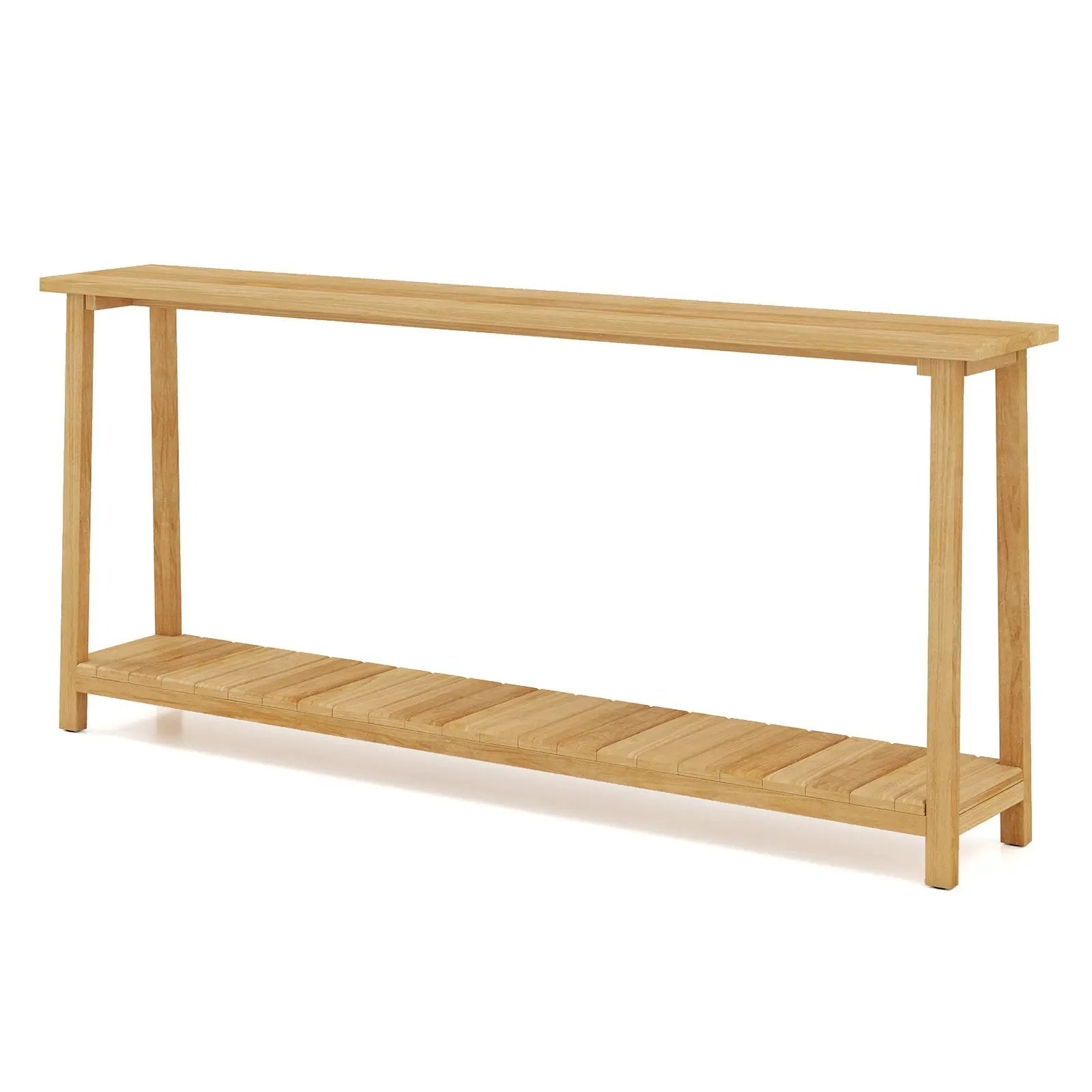 2-Tier Farmhouse Sofa Table with Teak Wood Frame and Storage Shelf by DirectDeals