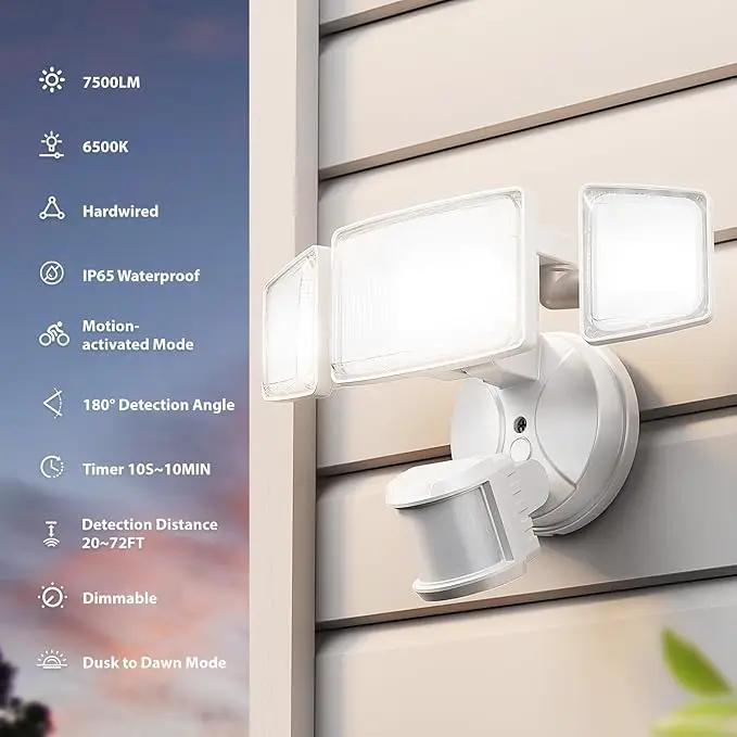 Onforu 75W LED Motion Sensor Outdoor Lights, Dusk to Dawn Flood Light Outdoor Motion Sensor, Hardwired Security Lights Floodlights Outside 7500LM 6500K Daylight IP65 Waterproof (White) by GreenHaven Gardens
