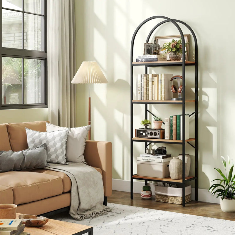 4-Tier Arched Bookcase with Metal Frame, 71" Tall by DirectDeals
