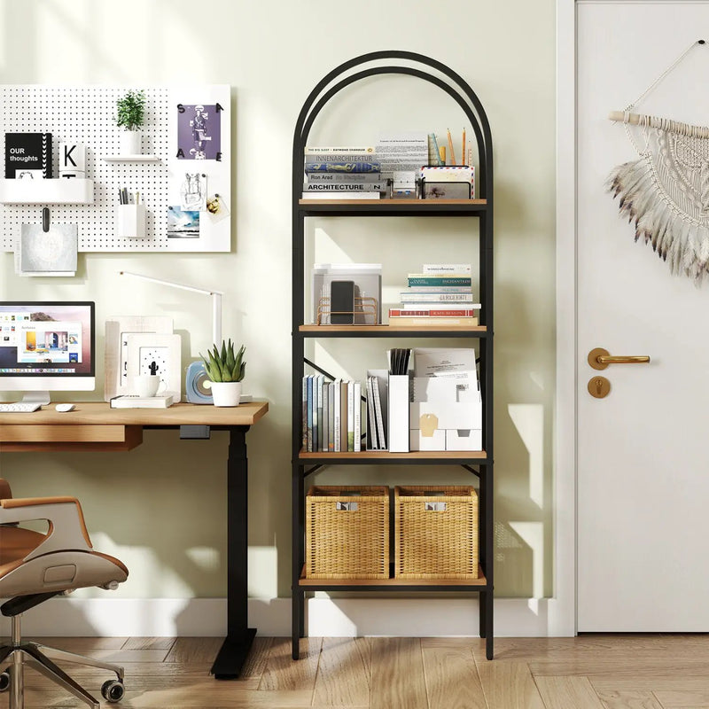 4-Tier Arched Bookcase with Metal Frame, 71" Tall by DirectDeals