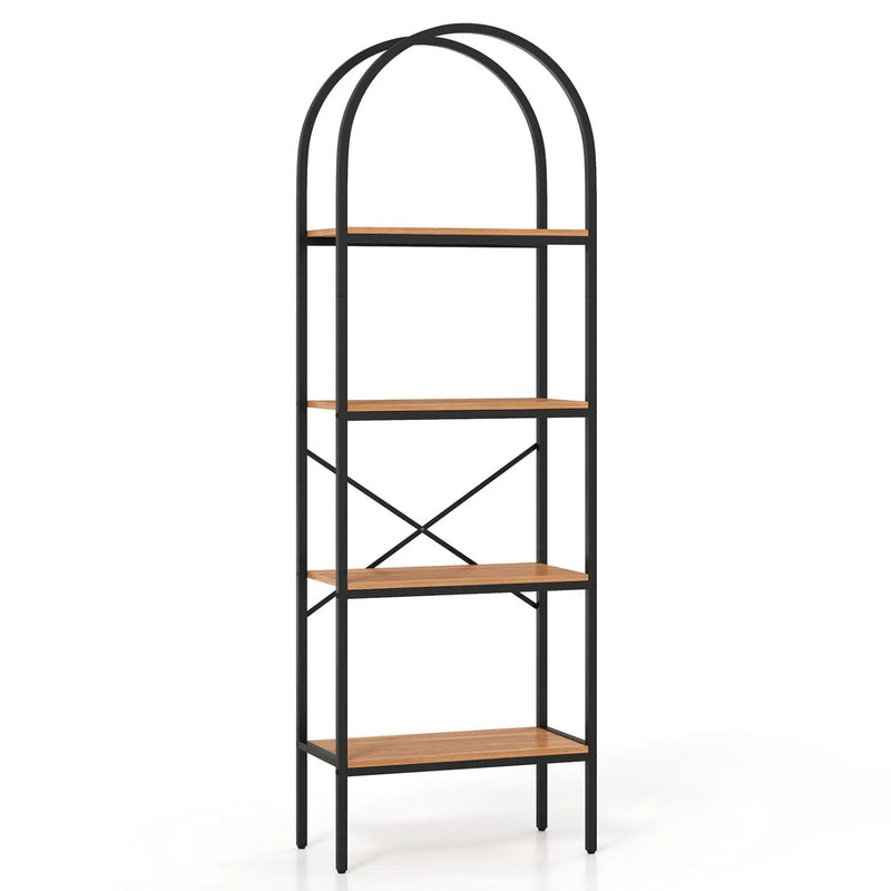 4-Tier Arched Bookcase with Metal Frame, 71" Tall by DirectDeals
