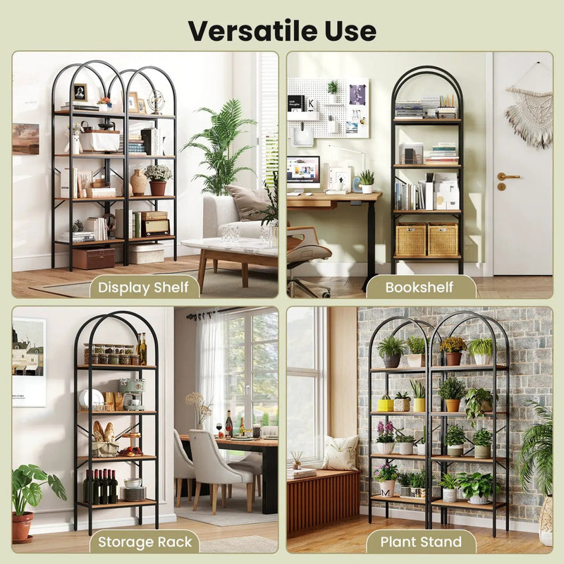 4-Tier Arched Bookcase with Metal Frame, 71" Tall by DirectDeals