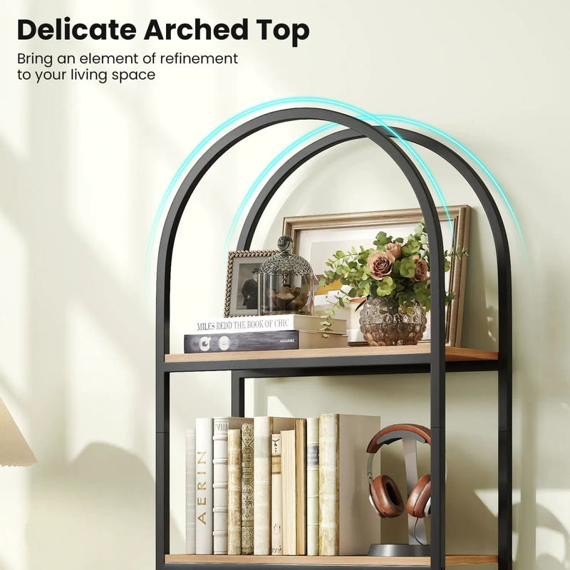 4-Tier Arched Bookcase with Metal Frame, 71" Tall by DirectDeals