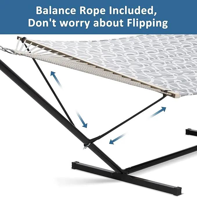 SUNCREAT 55 Inch Extra Large Double Hammock with Stand, 475lbs Capacity, Outdoor Portable Hammock with Hardwood Spreader Bar, Extra Large Pillow, Grey by GreenHaven Gardens