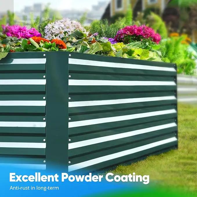 Quictent Galvanized Raised Garden Bed Metal Planter Box Bottomless for Backyard Outdoor, Include 1 pc Tomato Cage, Dark Green, 6x3x2 Ft by GreenHaven Gardens