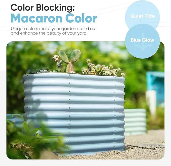 KING BIRD Raised Garden Bed 2.85 ft Tall 6 in 1 Galvanized Planter Garden Box Outdoor for Gardening, Deep Root Vegetables, Flowers 47.2X23.6X34.2 in, Light Blue by GreenHaven Gardens