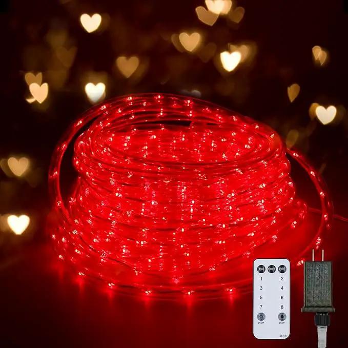 Red Rope Lights Outdoor, 50Ft 600 LED Valentine's Day String Light, Waterproof Tube Light Plug in 8 Modes Timer Memory, Halloween, Christmas Lights Outdoor Decorations for Tree Garden Party by GreenHaven Gardens