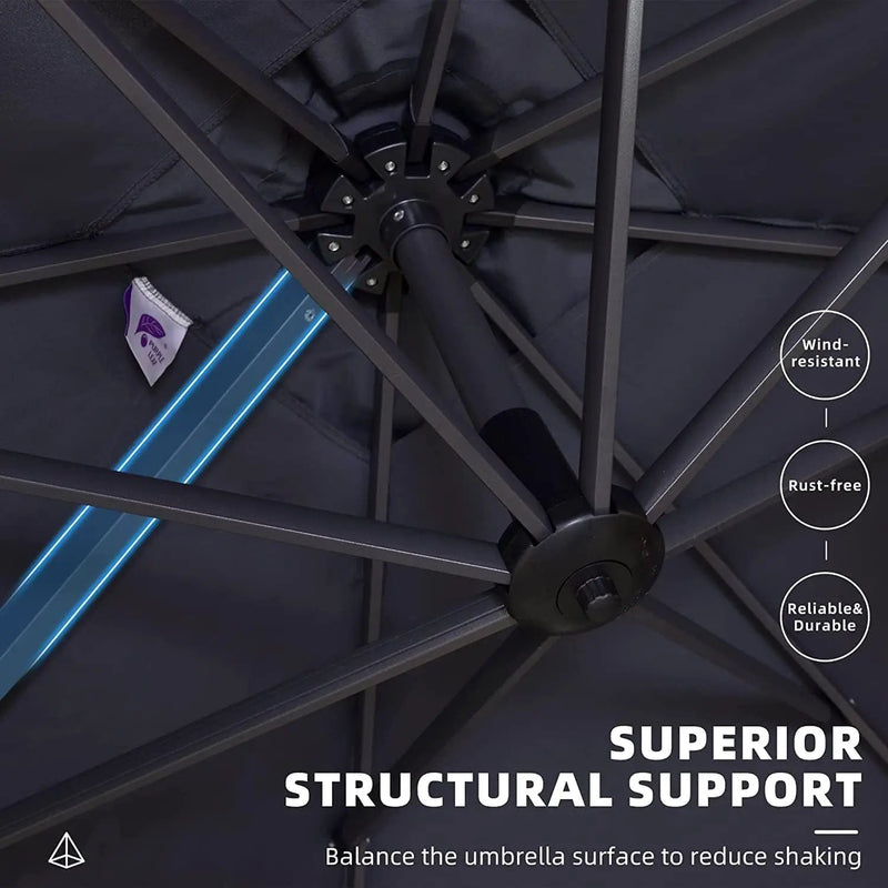 PURPLE LEAF 10' X 13' Patio Umbrella Outdoor Cantilever Rectangle Umbrella Aluminum Offset Umbrella with 360-degree Rotation for Garden Deck Pool Patio Light Grey by GreenHaven Gardens