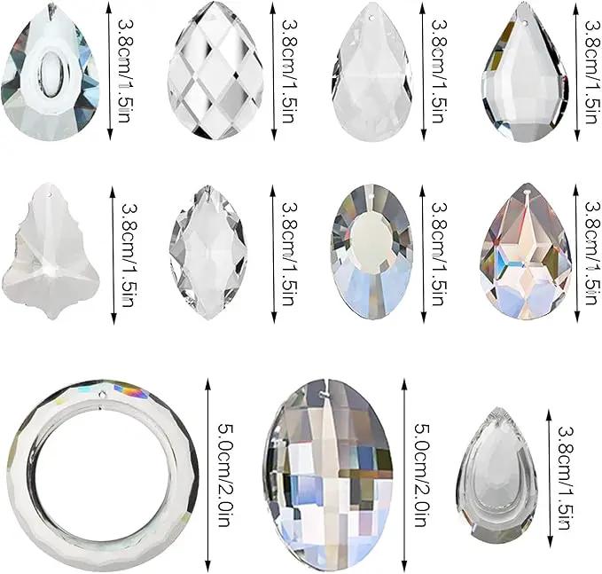 H&D 11pcs Clear Crystal Chandelier Lamp Lighting Drops Pendants Balls Prisms Hanging Glass Prisms Parts Suncatcher Home/House Decor by GreenHaven Gardens