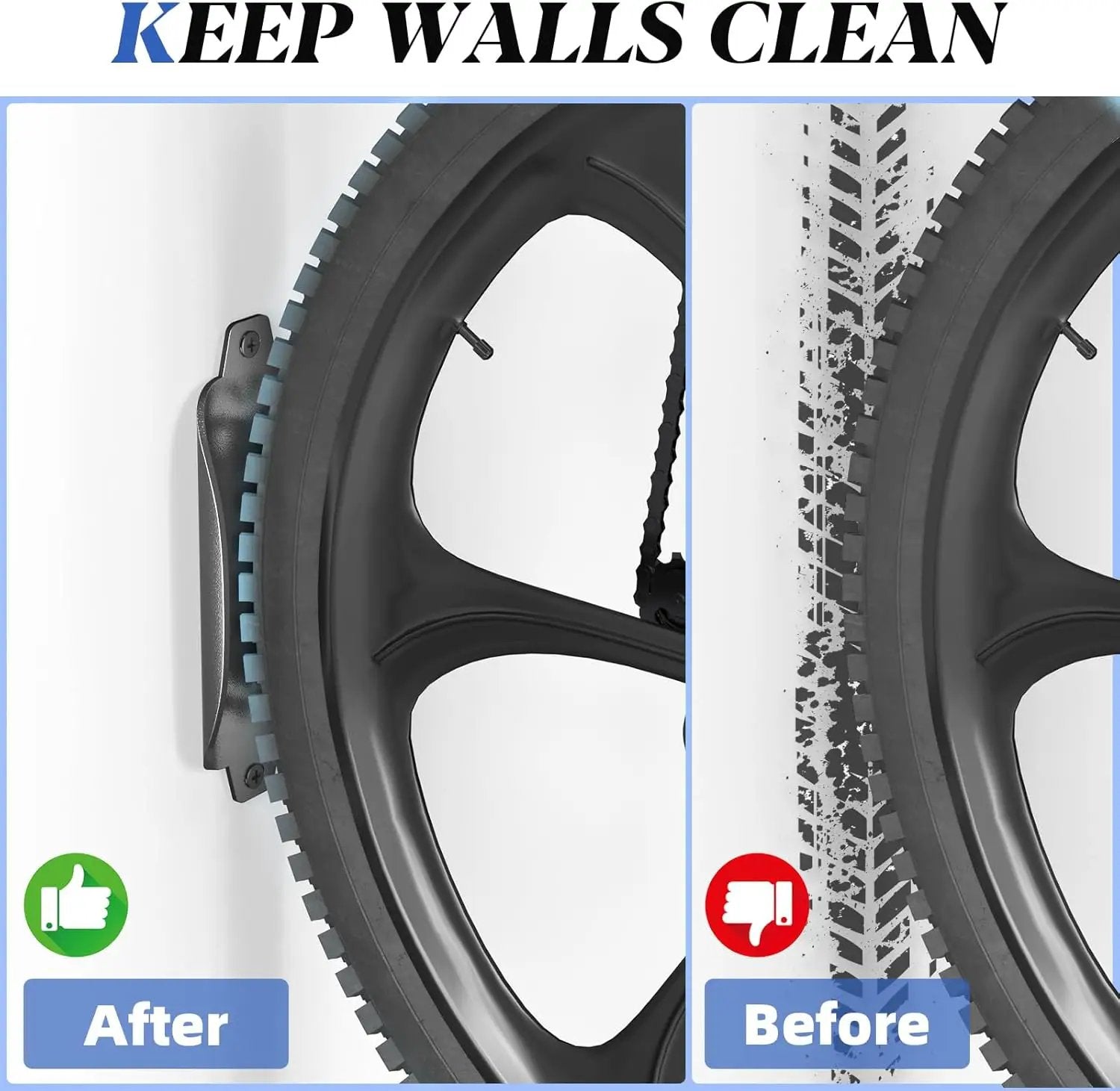 Goovilla Swivel Bike Wall Mount 2 Pack, Space Saving Bike Hangers for Garage with Screw and Easy Installation, Metal Vertical Bike Rack Wall Mount Holds up to 66.2lbs with No-scratch Protection, Black by GreenHaven Gardens