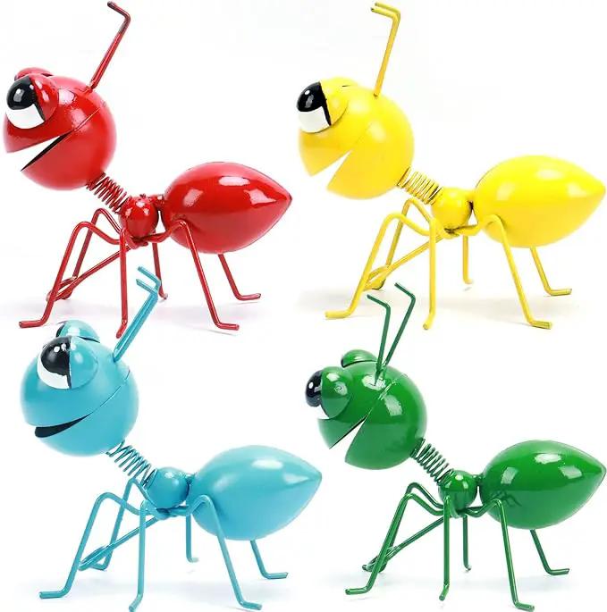 Metal Yard Art Garden Decorative Cute Ant Outdoor Wall Sculptures-Set of 4 by GreenHaven Gardens