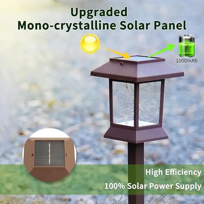 Solar Pathway Lights Outdoor Waterproof IP65, Solar Lights Outdoor with Hook 6PK, Upgraded 1000mAH Battery, Up to 12Hrs, Auto On/Off, Garden Lights Decor for Yard, Driveway, Walkway (LED) by GreenHaven Gardens