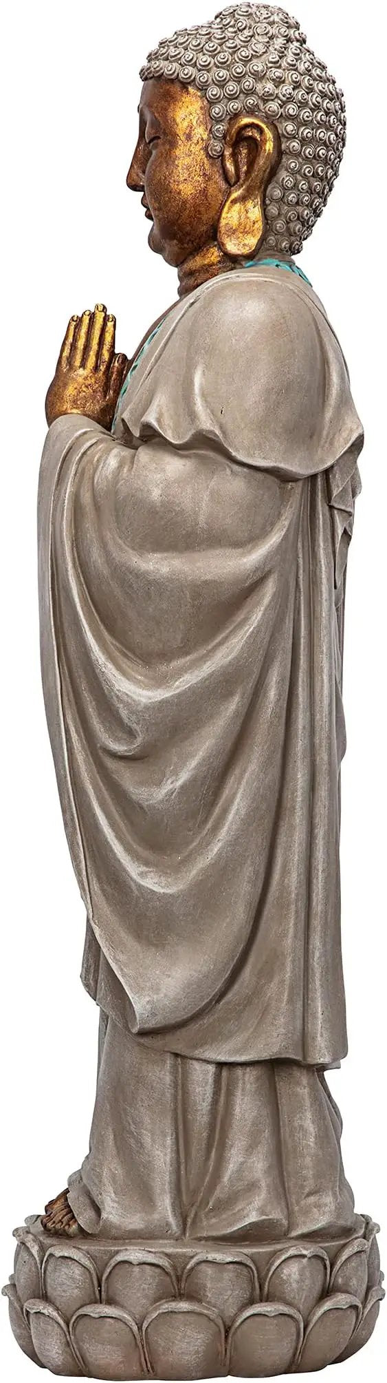 Design Toscano Bodh Gaya Asian Garden Statue, 9 inches wide, 30 inches tall, Cast Stone Resin, Faux Stone & Metallic Finish by GreenHaven Gardens
