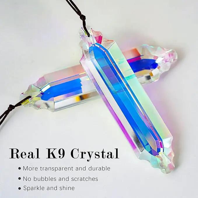 HDCRYSTALGIFTS 2 Pack 5" Large Crystal Suncatcher Prisms,AB Crystals for Sun Catchers,Rainbow Maker Hanging Prisms for Windows,Room,Chandelier,Garden Home Decor by GreenHaven Gardens