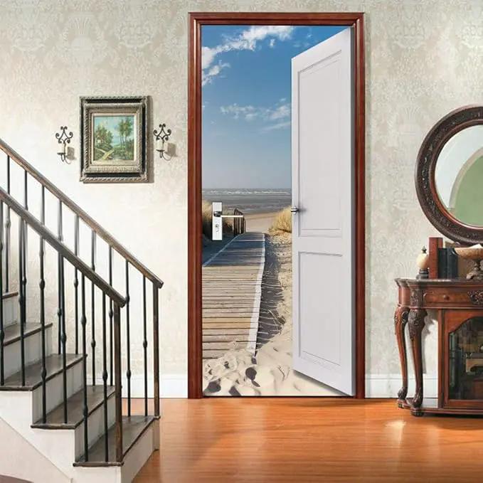 3D Peel and Stick Murals - Outer Beach Road - Wallpaper Self-Adhesive Decals Removable PVC Waterproof Door Poster for Bedroom Living Room Decoration 33.9 x 78.7 inch by GreenHaven Gardens