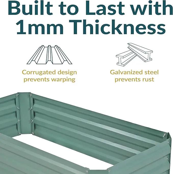 Sunnydaze Galvanized Raised Garden Bed - Metal Raised Bed for Gardening - Outdoor Planter Box for Flowers, Plants, and Vegetables - Green - 48" W x 36" D x 12" H Rectangle by GreenHaven Gardens
