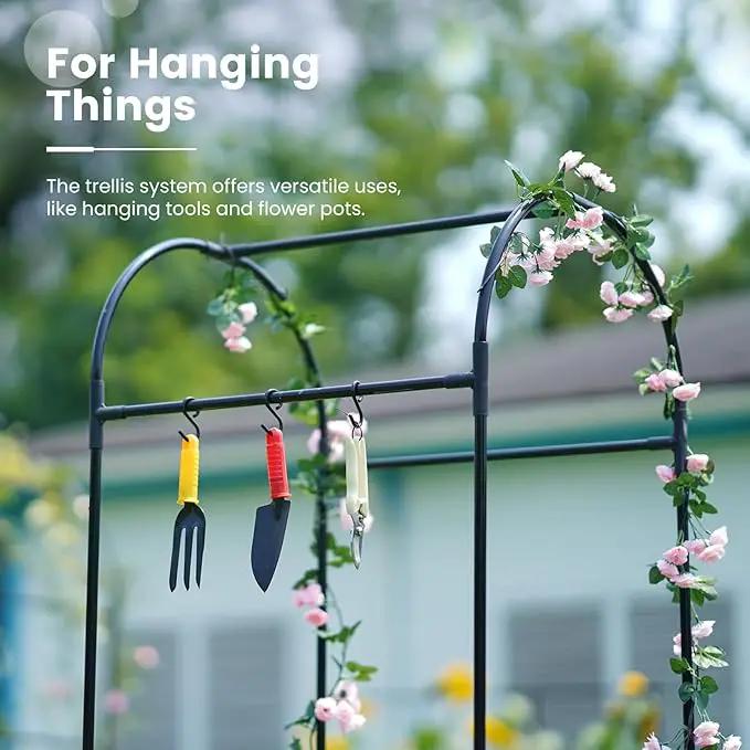 KING BIRD Raised Garden Bed with Arched Trellis Galvanized Planter Garden Box Outdoor for Gardening, Climbing Vegetables, Flowers 3.94x1.97x0.98 Ft, Dark Grey by GreenHaven Gardens
