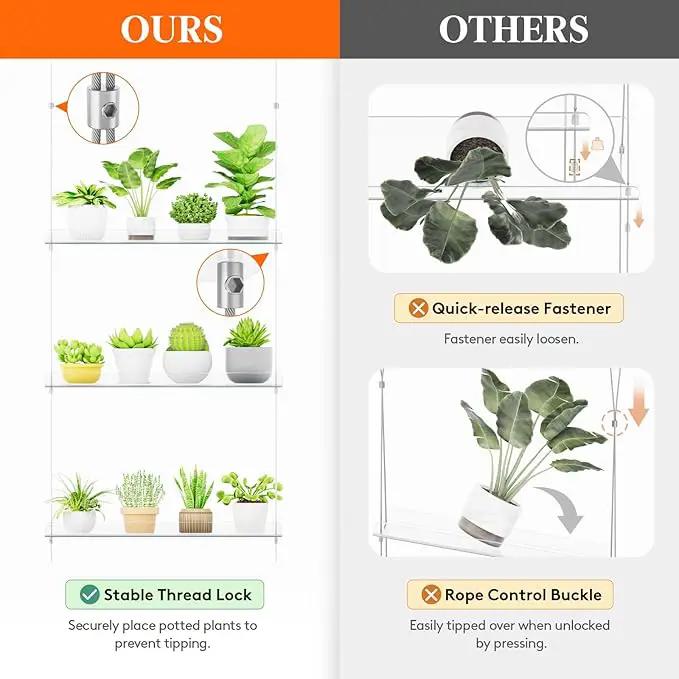 Lifewit 3-Tier Window Plant Shelves 15 inch, Acrylic Adjustable Hanging Floating Shelf, Window Sill Extender for Indoor Succulent Plants, Micro Greens, Seed Starter Pots, Herb Planters by GreenHaven Gardens