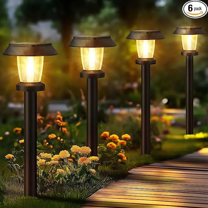 Solar Pathway Lights Outdoor - 6 Pack Solar Powered Garden Lights Waterproof, Decor Landscape Lighting with Three Lighting Modes for Yard, Lawn, Walkway, Driveway, Warm White by GreenHaven Gardens