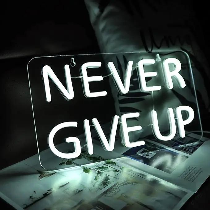 Never Give Up Neon Sign for Wall Decor,Inspire Slogan for Study Room Decoration,Wall Art Lighting As Gifts for Kids or Friends. by GreenHaven Gardens