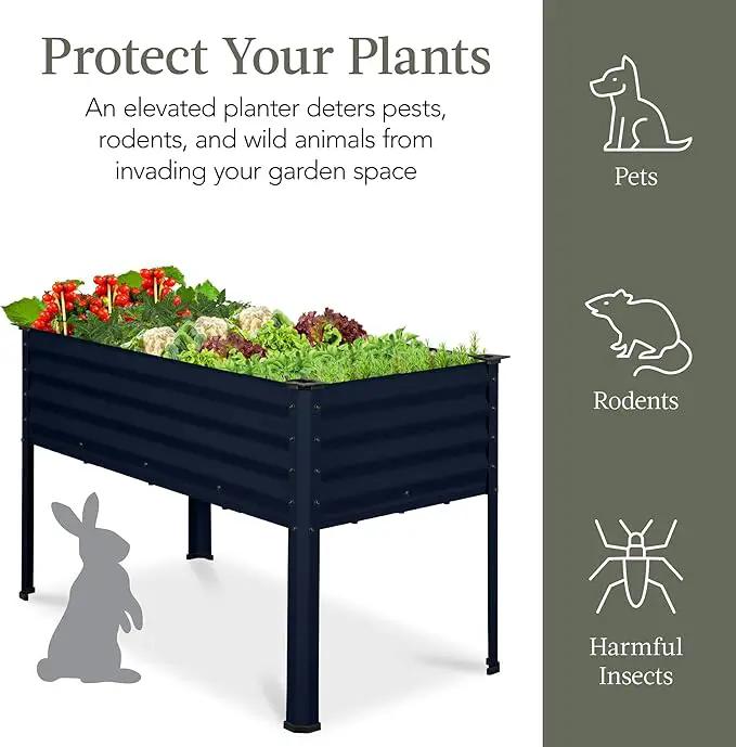 Best Choice Products 48x24x30in Galvanized Raised Garden Bed, Metal Elevated Planter Box, Vegetable Garden for Backyard, Patio, Balcony - Navy Blue by GreenHaven Gardens