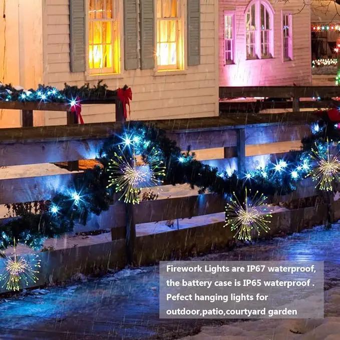 FOOING 4 Pack Firework Lights Led Copper Wire Star String Lights 8 Modes Battery Operated Fairy Lights with Remote,Wedding Decorative Hanging Lights for Party Patio Garden Decoration by GreenHaven Gardens