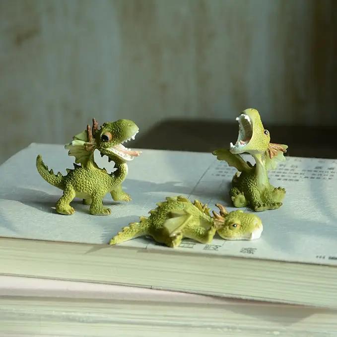 Top Collection Miniature Fairy Garden and Terrarium Statue, Sleepy Mini Dragon by GreenHaven Gardens