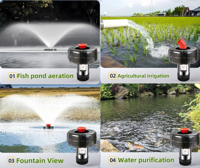 Pond Fountain Aerator, 1HP 15000 GPH Floating Fountain Pump with Timer & 100FT Cord, Stainless Steel Pond Jet System for Large Outdoor Ponds & Lakes by GreenHaven Gardens