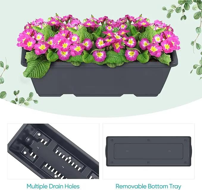 Vertical Garden Planter 3 Tier Raised Garden Bed Herb Planter Outdoor Standing Garden Planter Box with Drainage Holes Removable Tray for Patio Balcony Porch Grey by GreenHaven Gardens