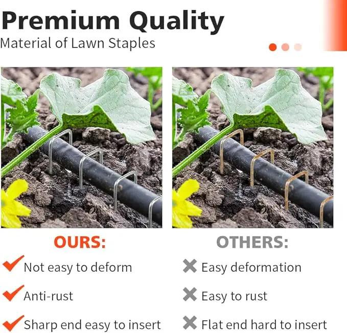 Landscape Staples, Galvanized Garden Stakes, Plant Cover Staples, 10 Pack 6 Inch 11 Gauge Garden Staples, Anti-Rust Ground Sod Pins Lawn Yard Stakes for Securing Weed Fabric Irrigation Tubing by GreenHaven Gardens