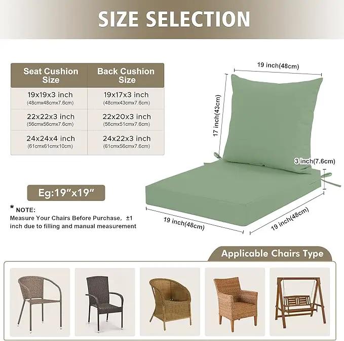 Outdoor Cushions for Patio Furniture, Waterproof Outdoor Chair Cushion w/Fade-Resistant, Removable & Machine-Washable Cover, 22x22 Inch, Deep Seat Sofa/Couch Pads Replacement, Sage Green by GreenHaven Gardens