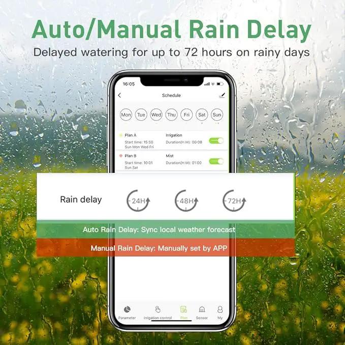 RAINPOINT WiFi Water Timer Hose Timer - Smart Garden Hose Faucet Timer with Weather Aware/3 Irrigation Plan/Automatic Rain Delay - APP Voice Control Sprinkler Valve Timer with WiFi Hub by GreenHaven Gardens