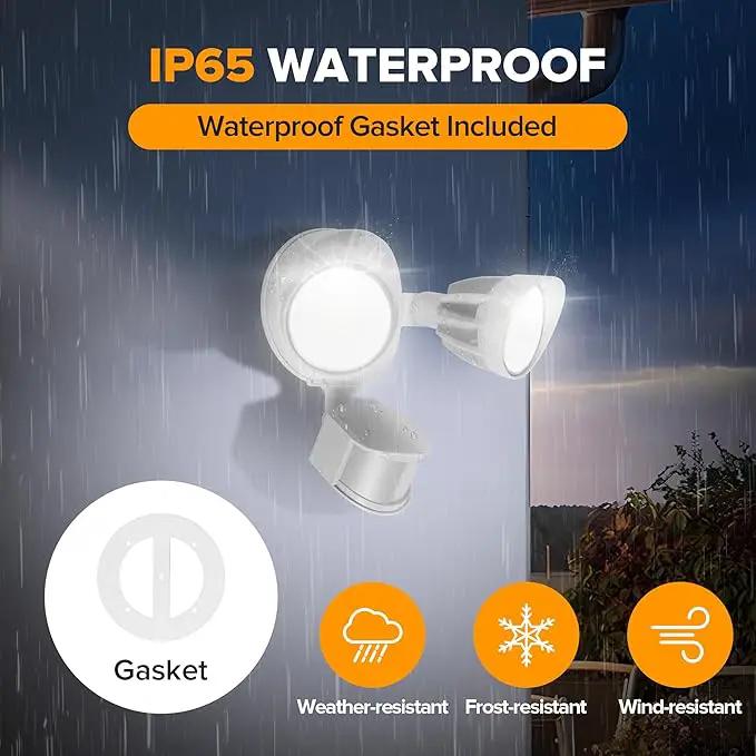 UME LED Security Light Motion Sensor Outdoor Lights, 27W 3000LM, 5000K, IP65 Waterproof, Dusk to Dawn, 2 Head Motion Detector Flood Light for Outside, Garage, Yard (White) by GreenHaven Gardens