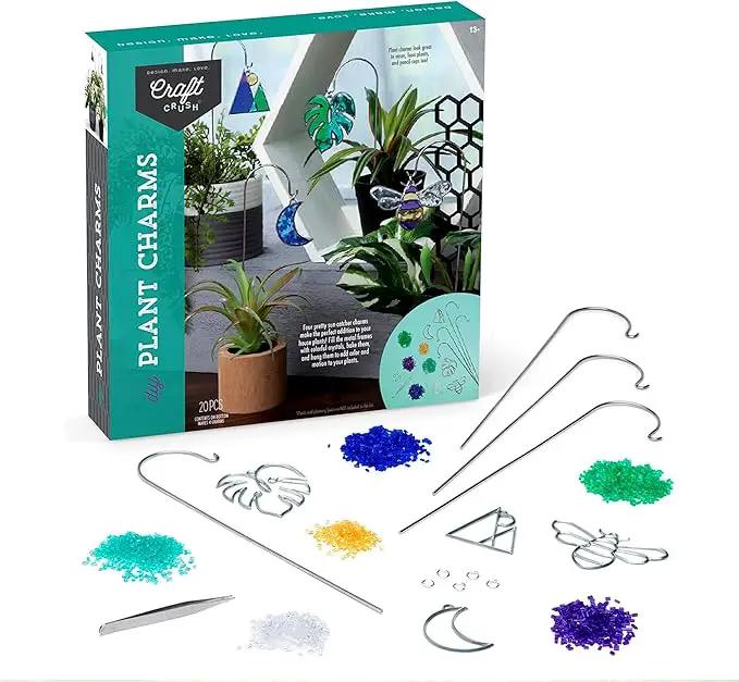 Craft Crush Plant Charms Kit – Makes 4 Suncatcher Charms for Plants – Metal Garden Stakes & Decorative Ornaments for Plant Lovers, Gift, Home Decor, Teens & Adults - DIY Art & Craft Kit - Ages 13+ by GreenHaven Gardens