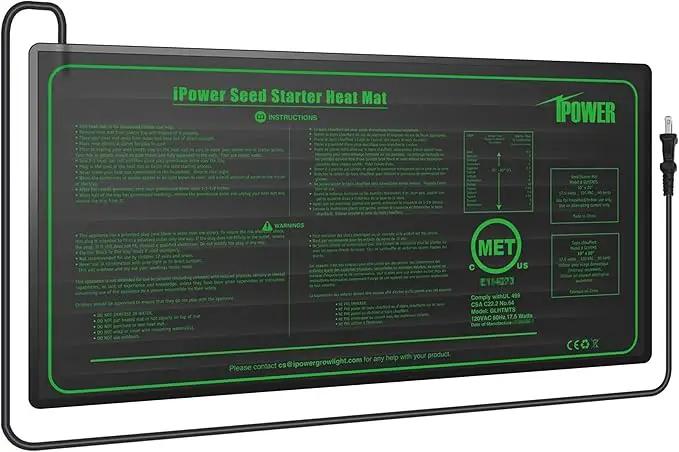 iPower Durable Seedling Heat Mat Warm 10" x 20" Hydroponic Heating Pad Waterproof for Seed Starting Greenhouse and Germination by GreenHaven Gardens