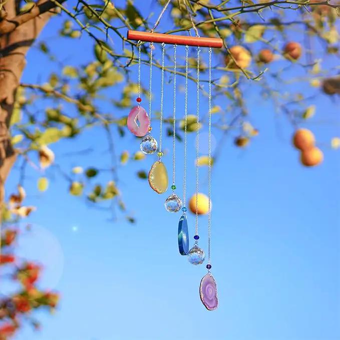 Agate Decor Crystal Prism Suncatcher Window Garden Hanging Sun Catchers Rainbow Maker Pendant by GreenHaven Gardens