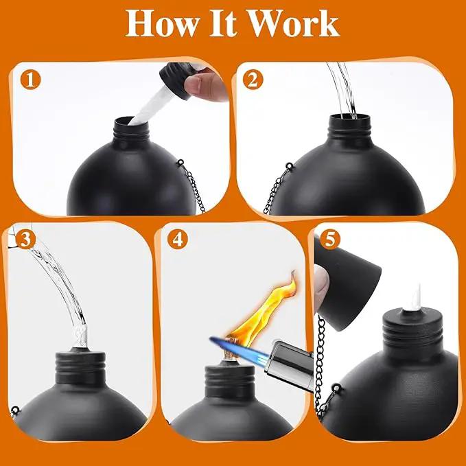 6 Pack Citronella Tabletop Torches, 25 oz Table Top Torches for Outdoor, Metal Oil Burner Candles, Garden Torches with Fiberglass Wick for Yard, Patio, Deck, Garden, Party, Landscape. by GreenHaven Gardens