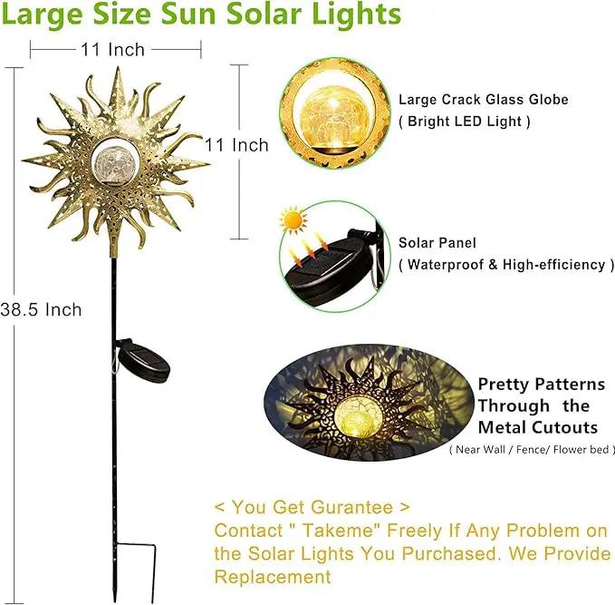 TAKE ME Sun Solar Lights Garden Outdoor Waterproof Metal Decorative Stakes for Patio Yard Walkway LawnPatio Mothers Day Gifts Mom Wife Grandma (Sun) by GreenHaven Gardens