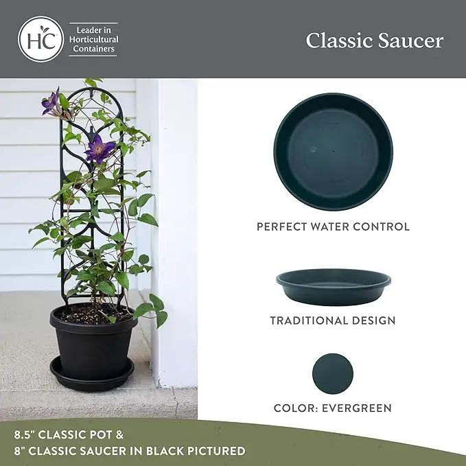The HC Companies Flower Pot Saucers - Plastic Plant Saucer for Outdoors & Indoors - Traditional Design Plant Pot Trays for Water Drainage - Durable & Stylish Round Plant Tray (21-inch Evergreen) by GreenHaven Gardens